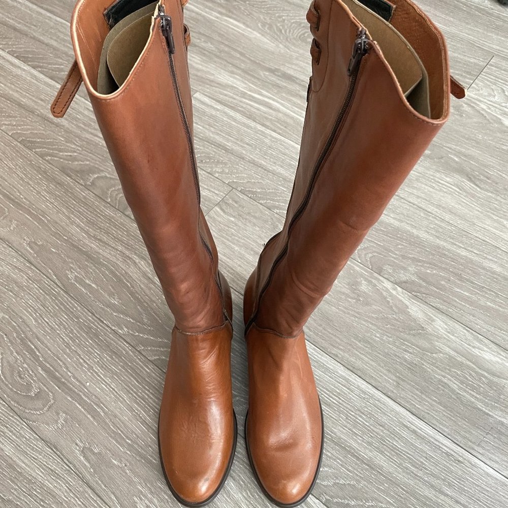 Vera Gomma Italian Leather Knee High Riding Boots Brown 39EU